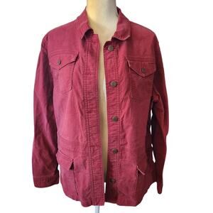 Eddie Bauer Washed Burgundy Button Down Outdoor Shacket Light Jacket Size XL